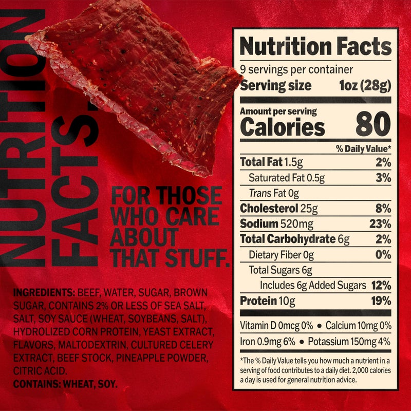 Jack Link's Beef Jerky, Original, Large Jerky Bags - Flavorful Meat Snacks, Great Stocking Stuffers, Ready to Eat Protein Snacks with 10g of Protein per Serving, Made with 100% Beef - 9 Oz (Pack of 2) - Image 2
